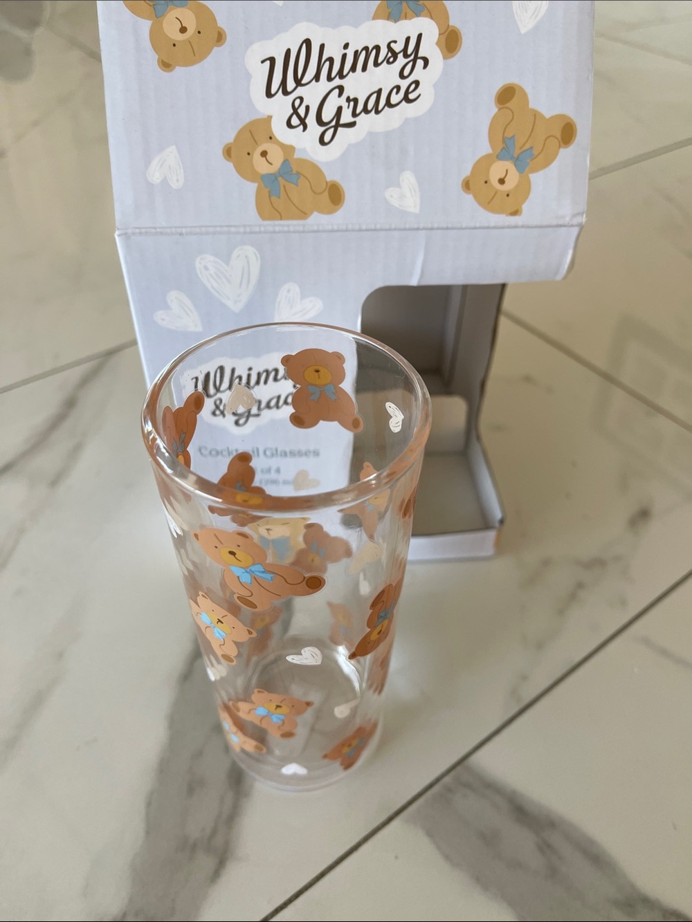 Teddy Bear Clear Glass - Brown Accent